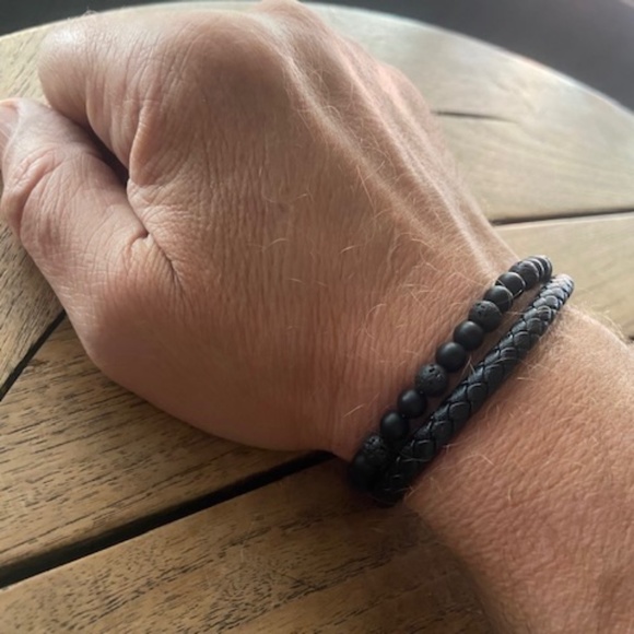 Misa & Co. Stainless Steel, Lava Beads and Leather Bracelet - Picture 1 of 4